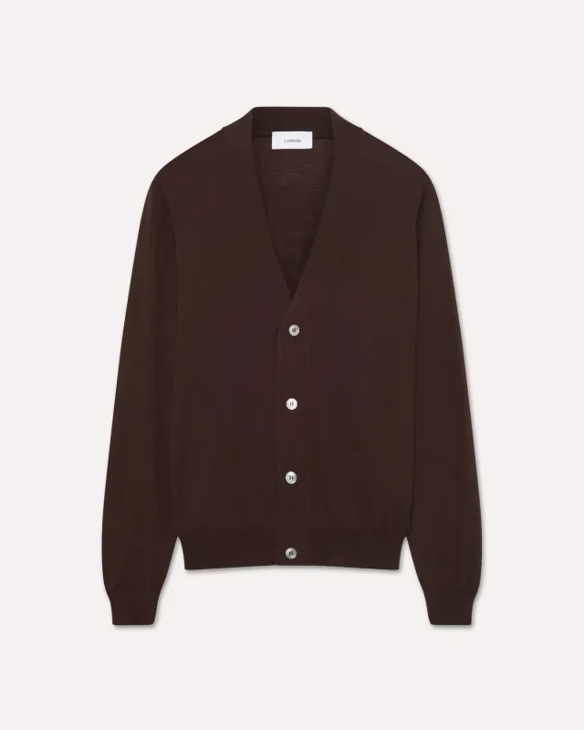 Lardini cardigan marrone lana merino superfine
