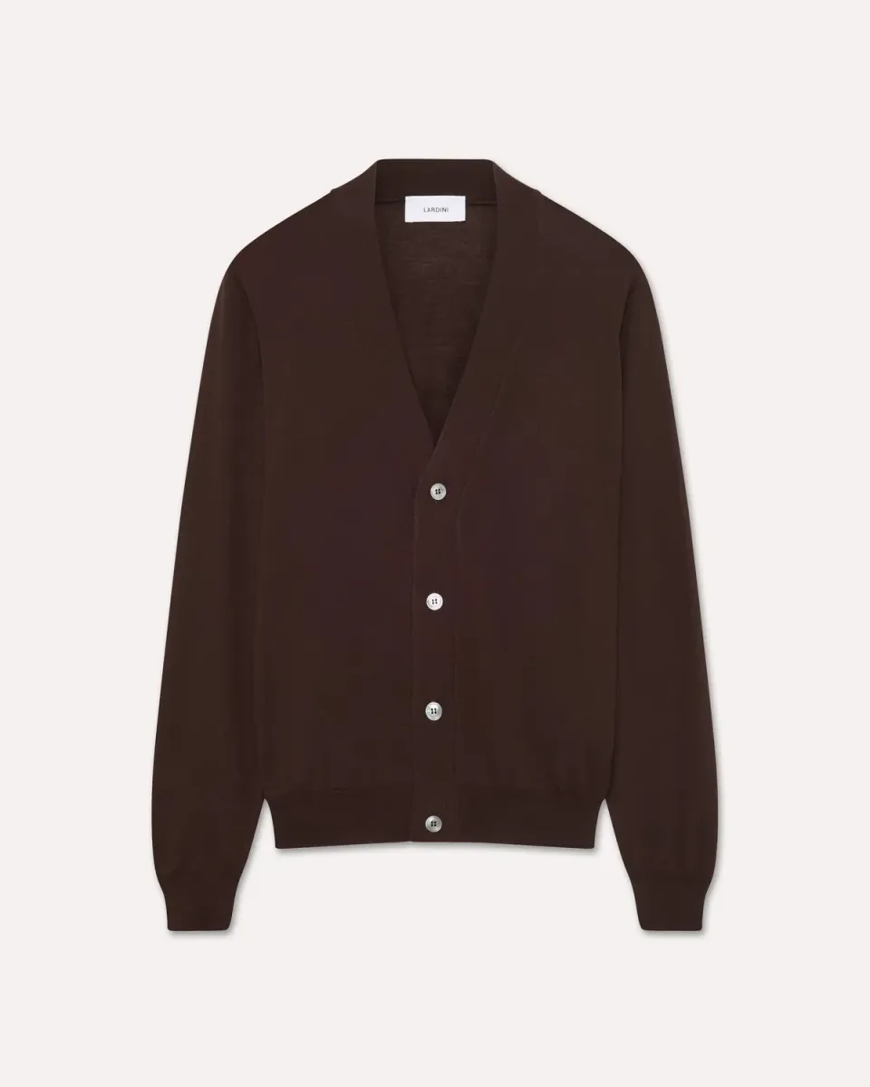 Lardini cardigan marrone lana merino superfine