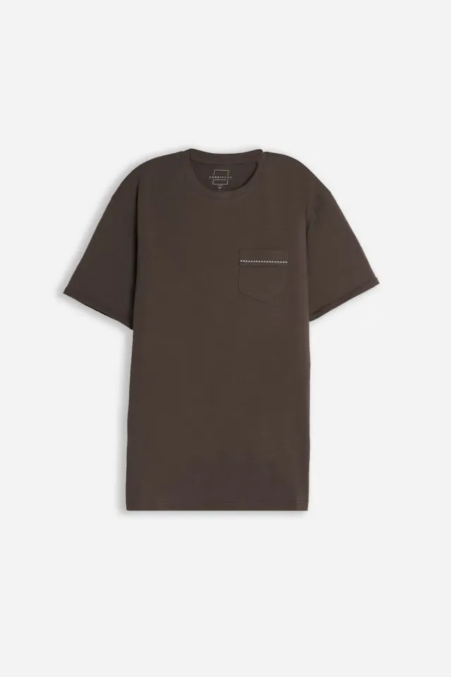 Sonny Bono T-Shirt Slub Taschino Moro 100% cotone