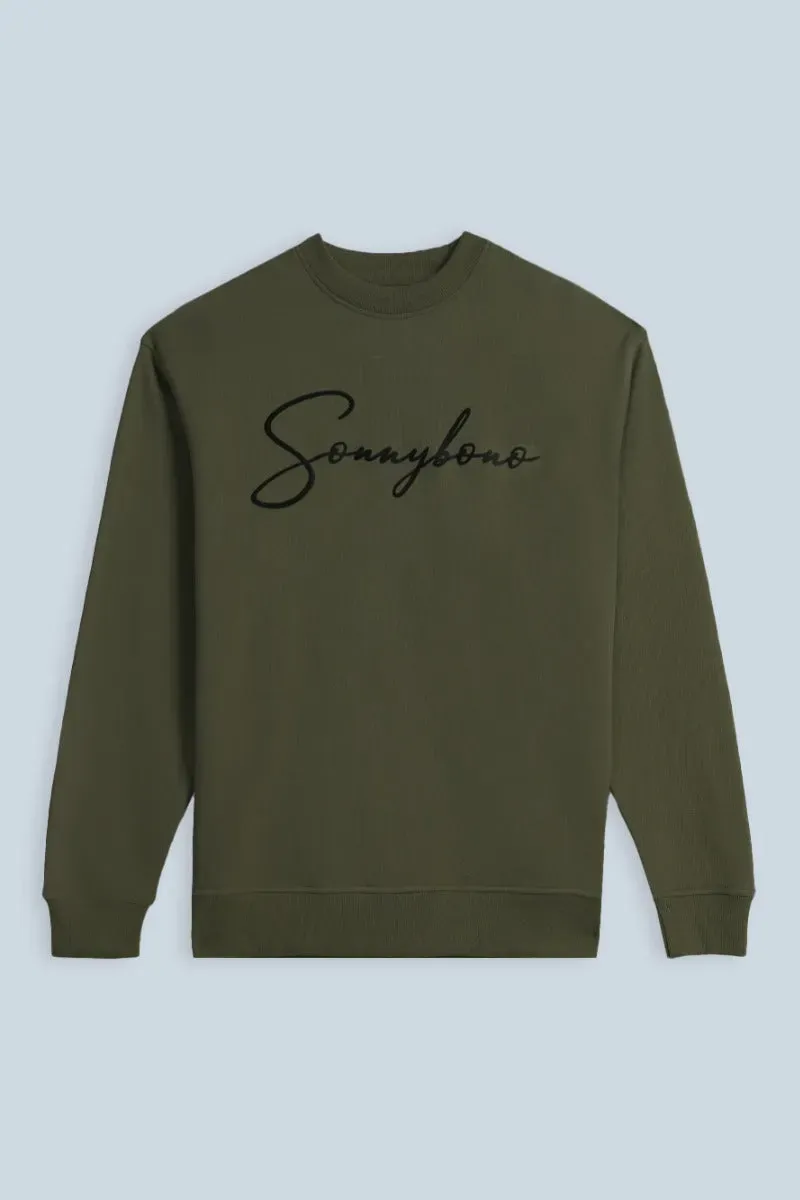 Sonny Bono felpa girocollo stampa 3D verde militare