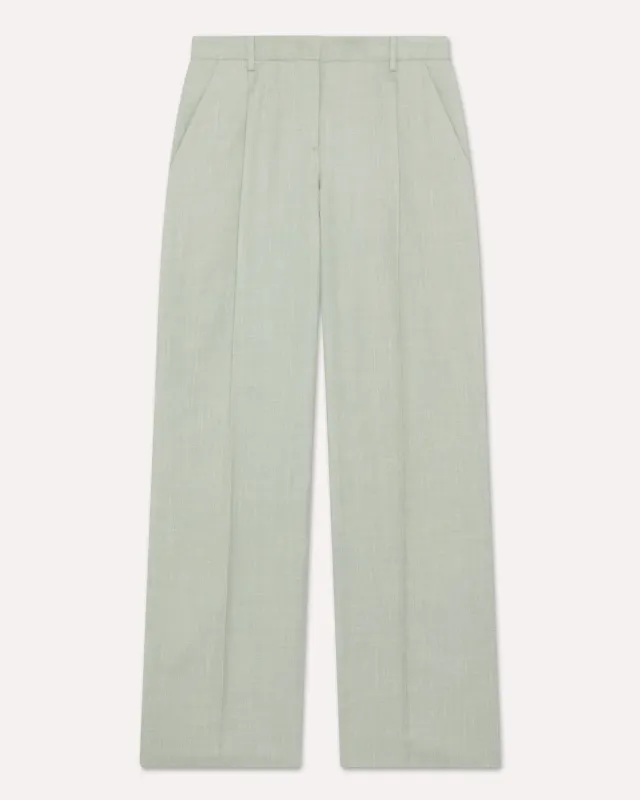 Lardini Pantalone twill lana seta lino verde gamba dritta