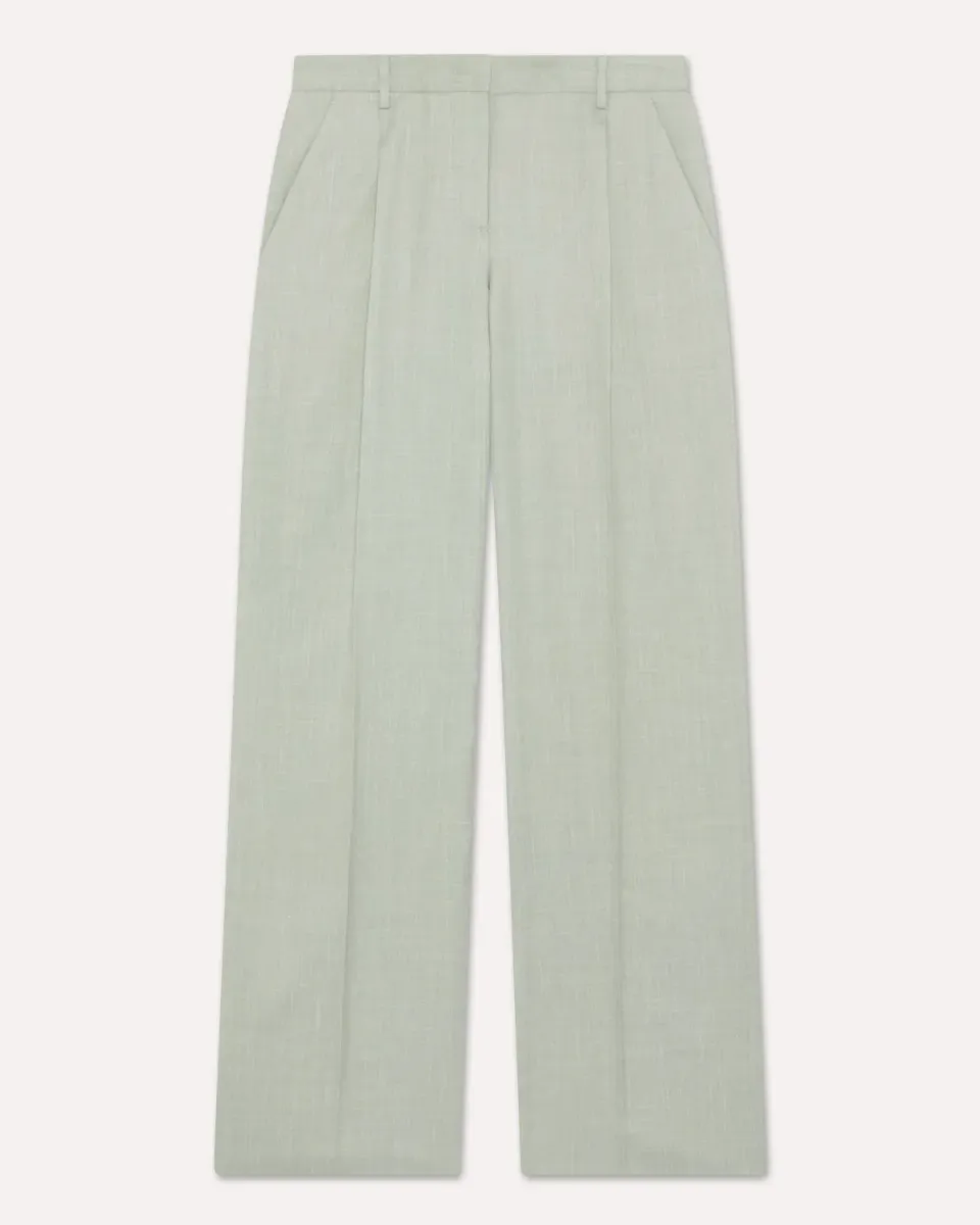 Lardini Pantalone twill lana seta lino verde gamba dritta