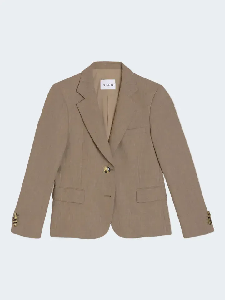 Sand Tweed Stretch Blazer Cammello Chiaro