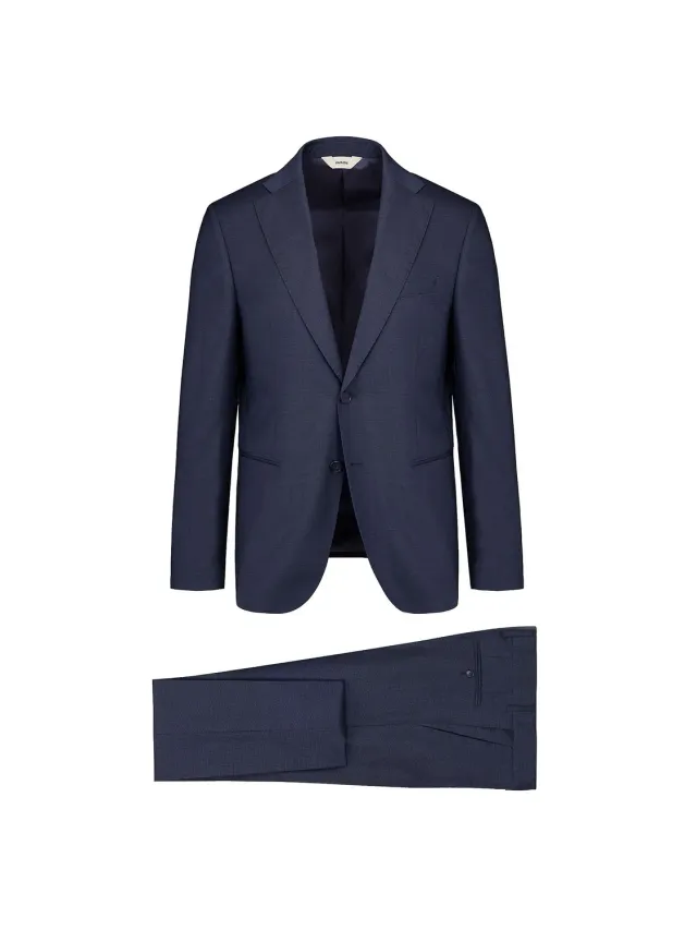 Paoloni Abito Micro Texture Lana Super 100's Blu Young
