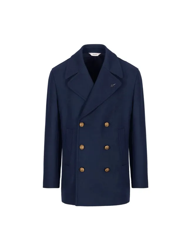 Paoloni Peacoat flanella di lana blu 100% lana