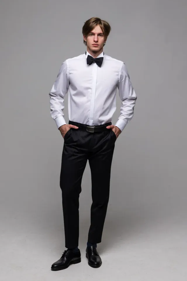 Alain Delon camicia smoking bianca extra slim fit gemelli