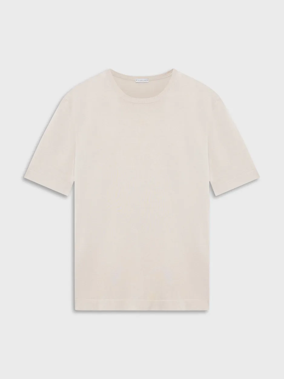 Caruso Butterfly t-shirt maglia panna seta cotone