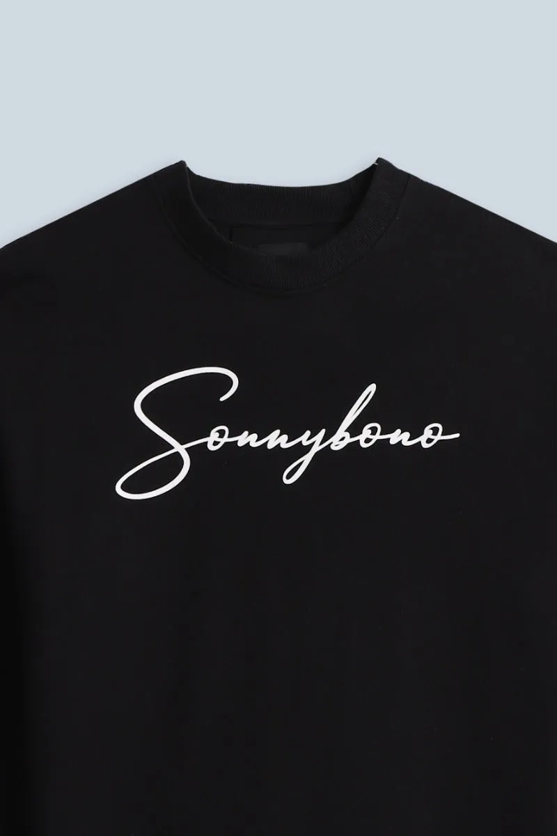 Sonny Bono felpa girocollo stampa 3D comfort fit nero