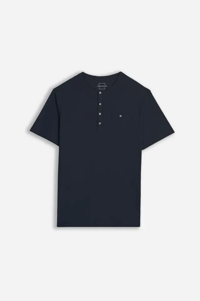 Sonny Bono Serafino T-Shirt Slub Taschino Blu Cotone