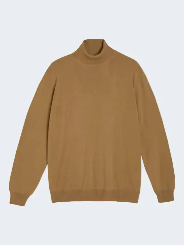 Sand Menswear Merino Id dolcevita lana cammello chiaro