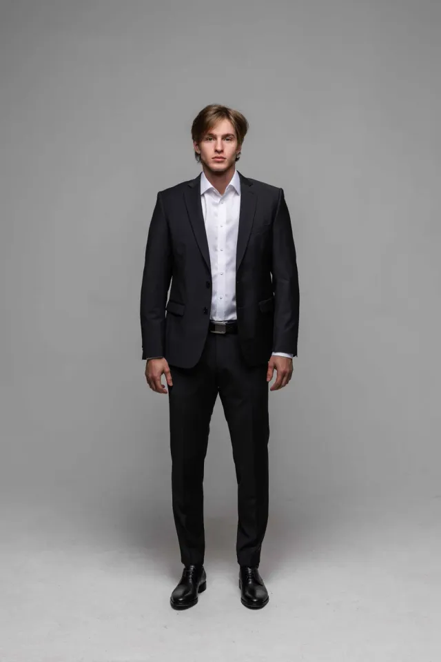 Alain Delon Basic giacca abito nera slim fit