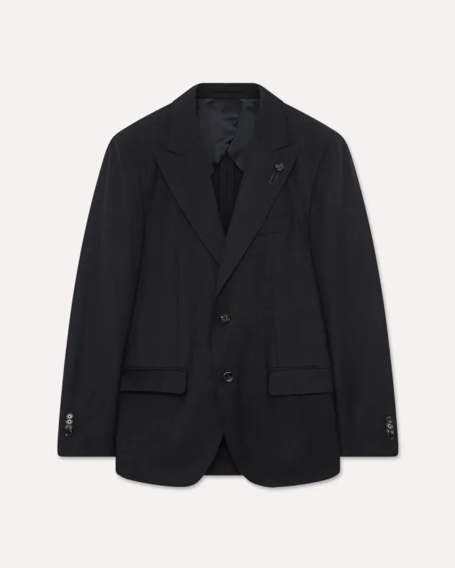 Lardini Iconic Giacca Monopetto Blu Lana Galles