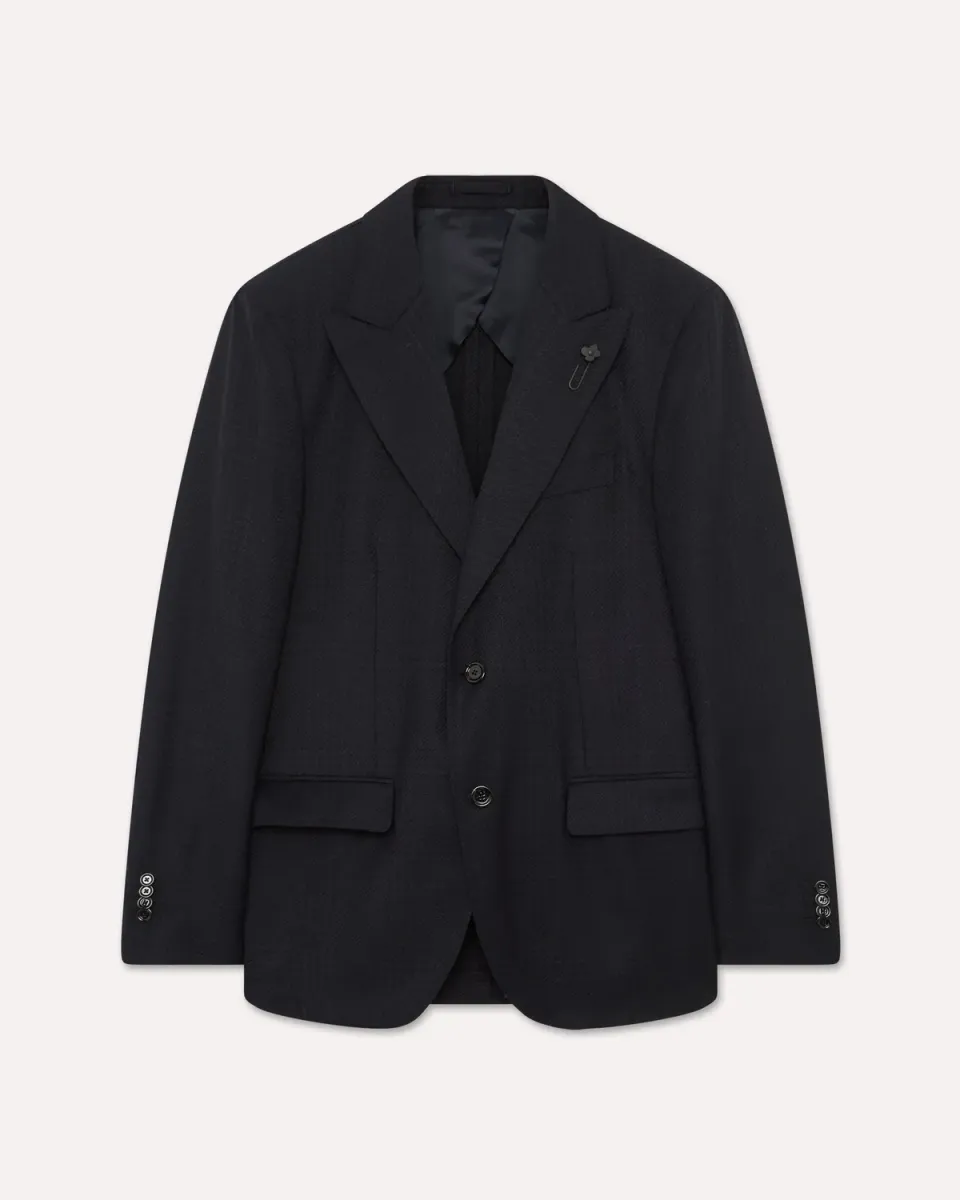 Lardini Iconic Giacca Monopetto Blu Lana Galles