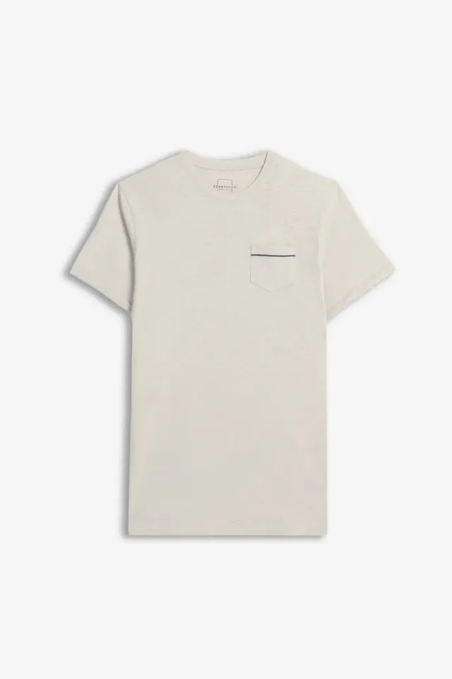 Sonny Bono T-Shirt Slub taschino beige chiaro cotone