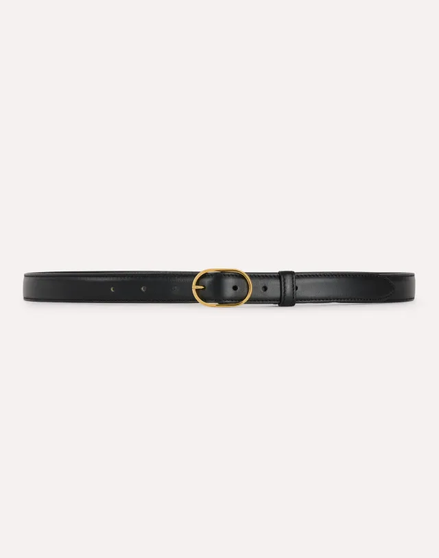 Lardini Cintura Nera in Pelle Fibbia Ovale 25 mm