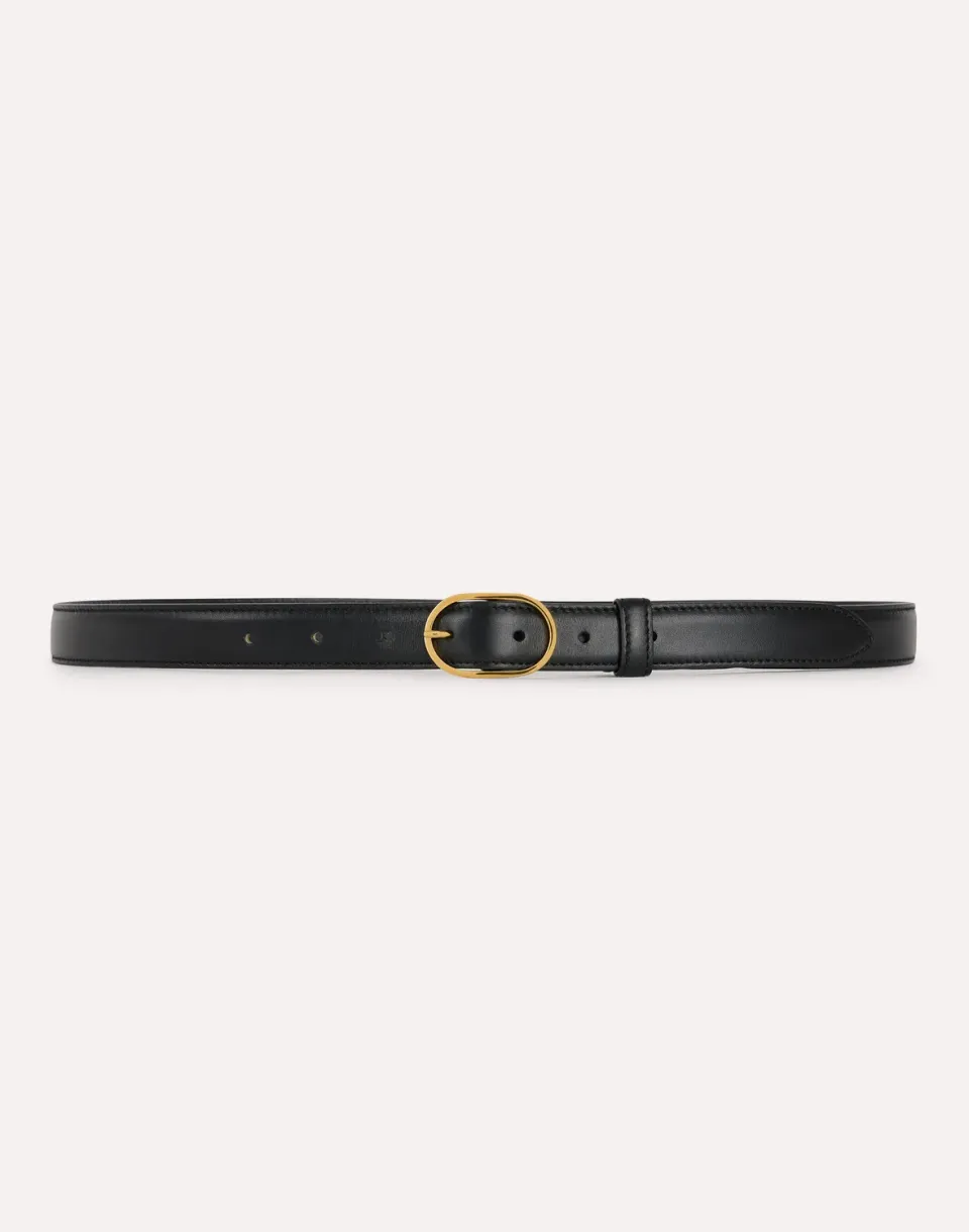 Lardini Cintura Nera in Pelle Fibbia Ovale 25 mm