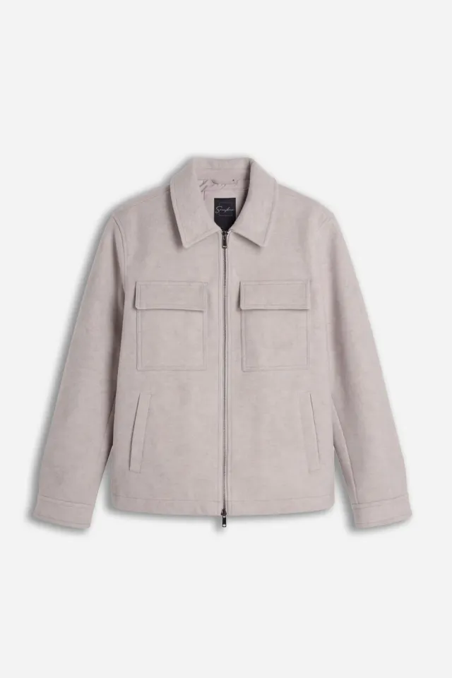 Sonny Bono giubbotto collo camicia full zip beige leggero