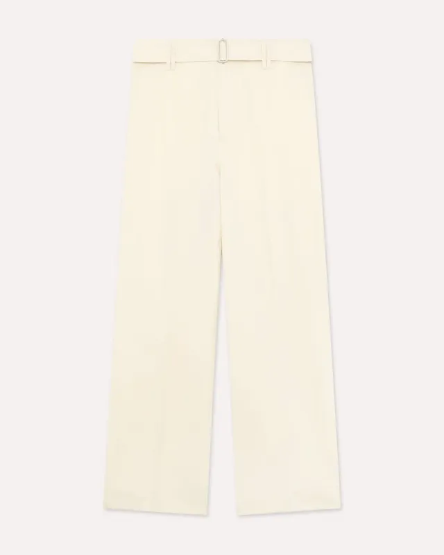 Lardini pantalone panna cotone e seta senza pieghe