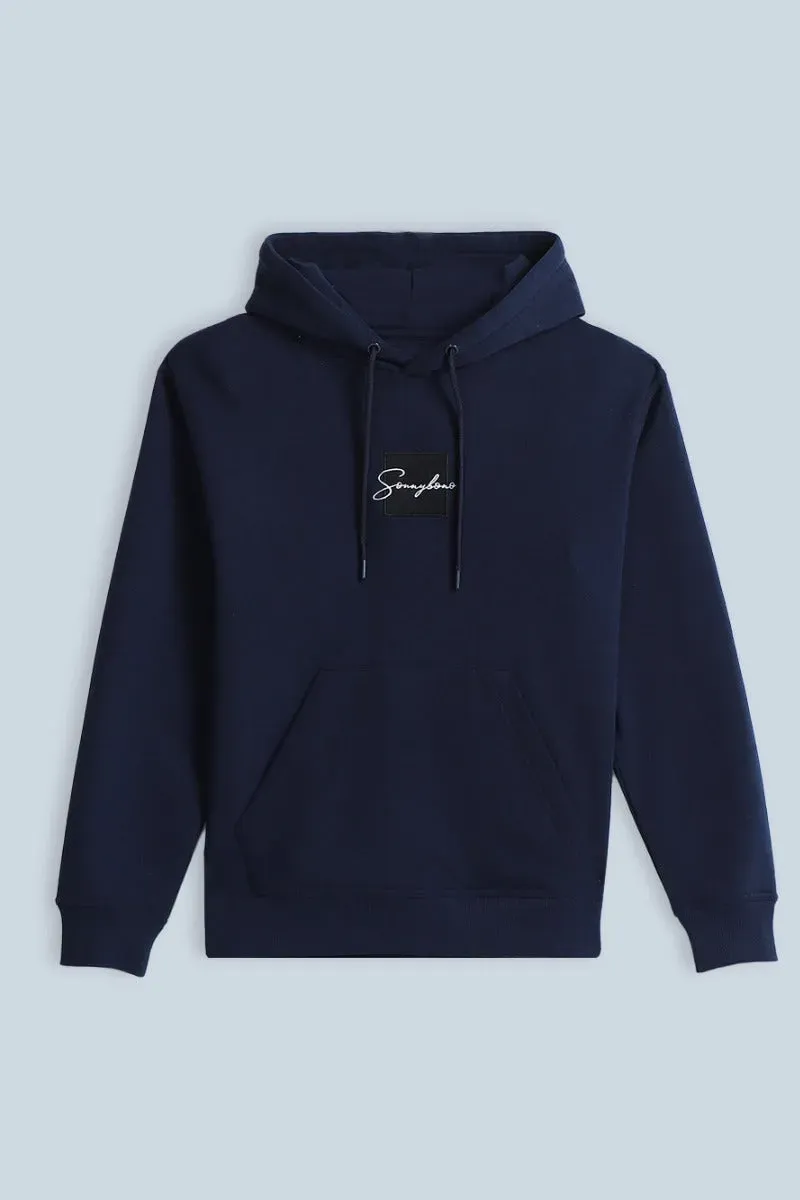 Sonny Bono felpa con cappuccio patch blu comfort fit