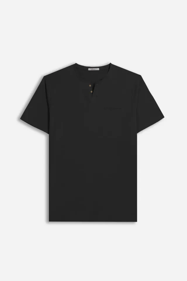 Sonny Bono Slub t-shirt collo goccia nero fiammato