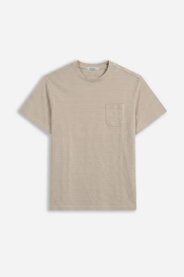 Sonny Bono T-shirt girocollo beige trama rilievo cotone
