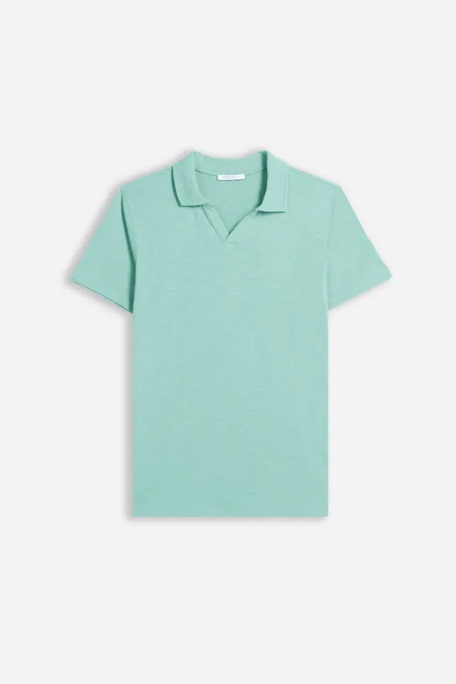 Sonny Bono Slub Derby Polo Verde Acqua cotone