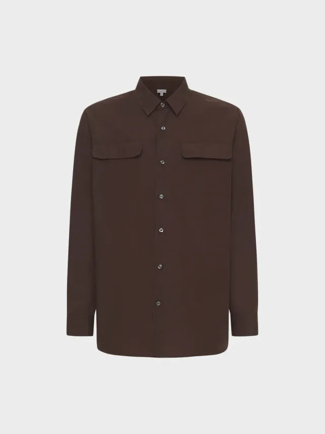 Caruso Camicia Texana Cotone Marrone Puro