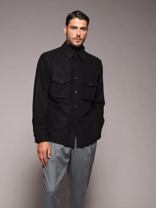 Caruso Aida overshirt lana 180s nera