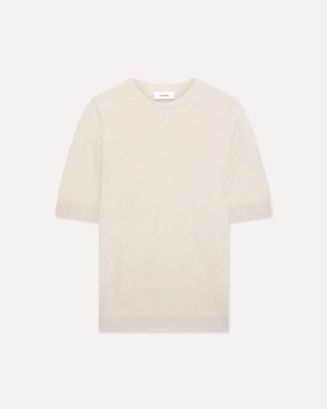 Lardini t-shirt avorio lino cotone manica corta