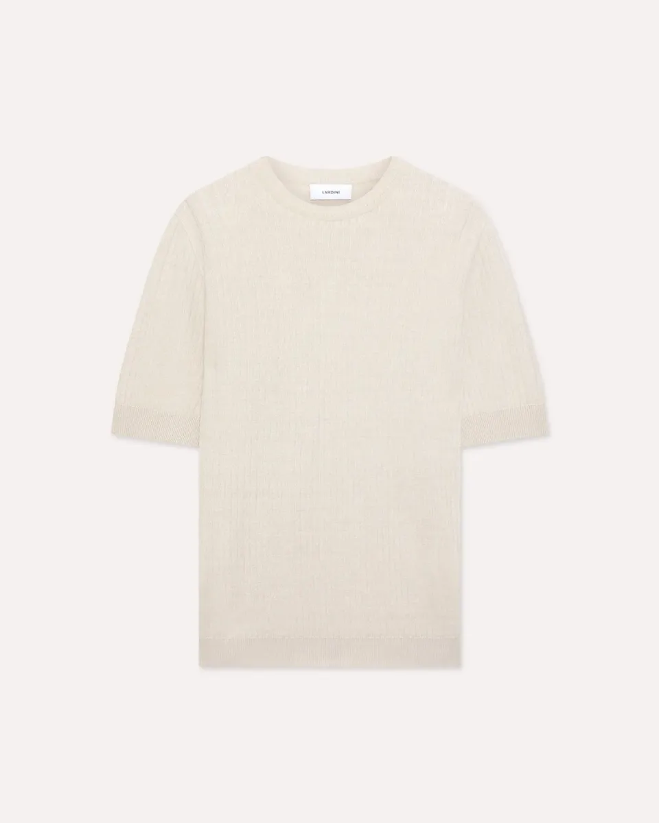 Lardini t-shirt avorio lino cotone manica corta