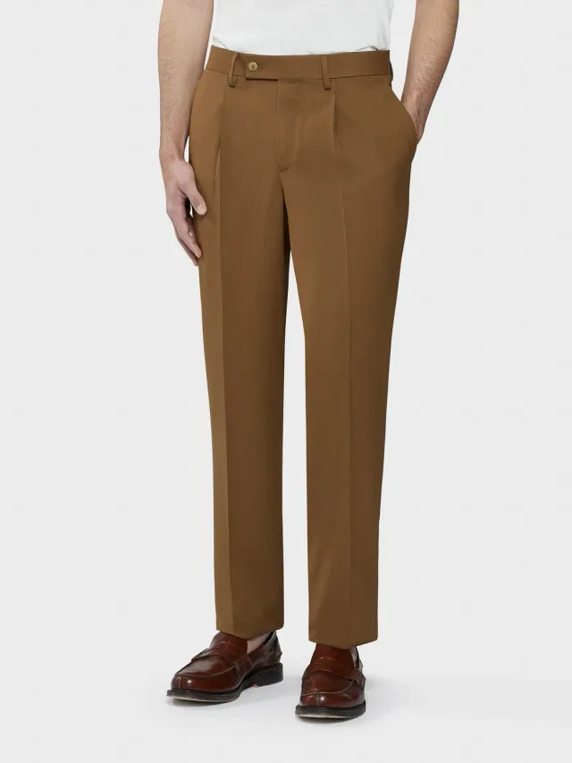 Caruso Houdini pantalone tropical lana marrone