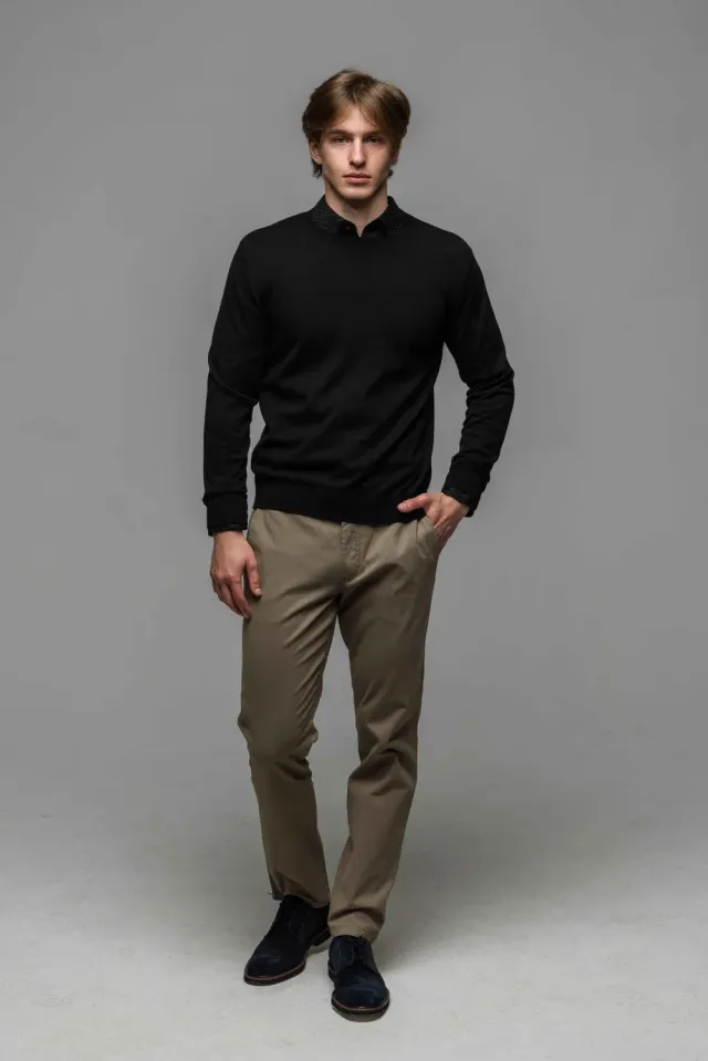 Alain Delon chino cappuccino a pois pantalone slim fit