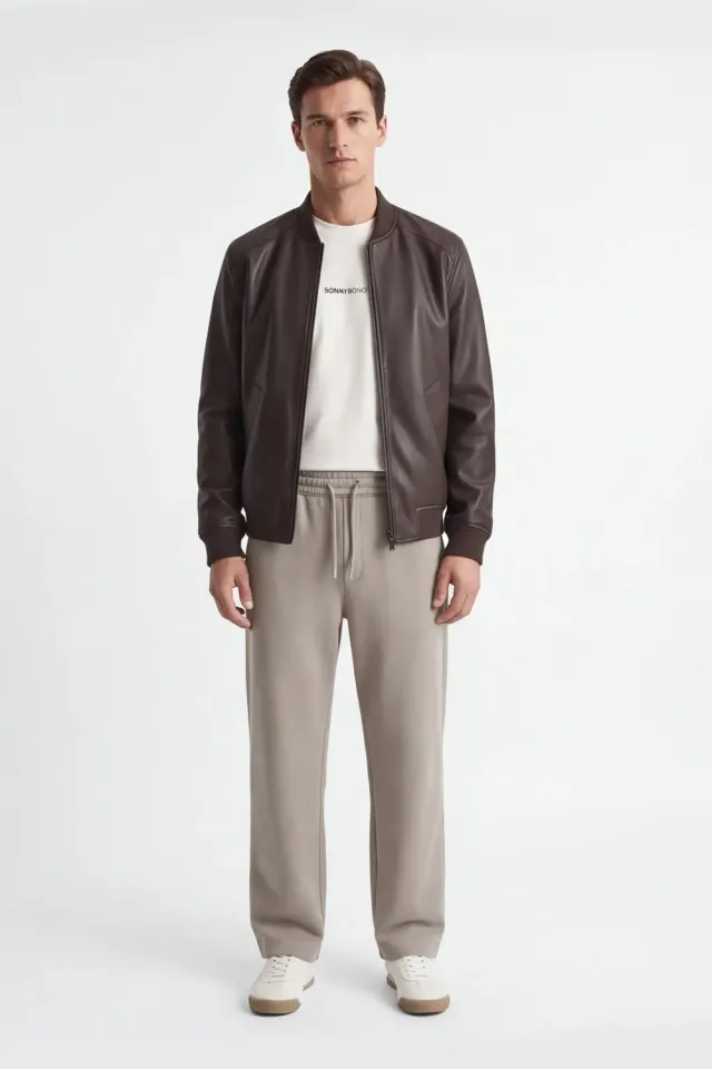 Sonny Bono Bomber giubbotto effetto pelle moro