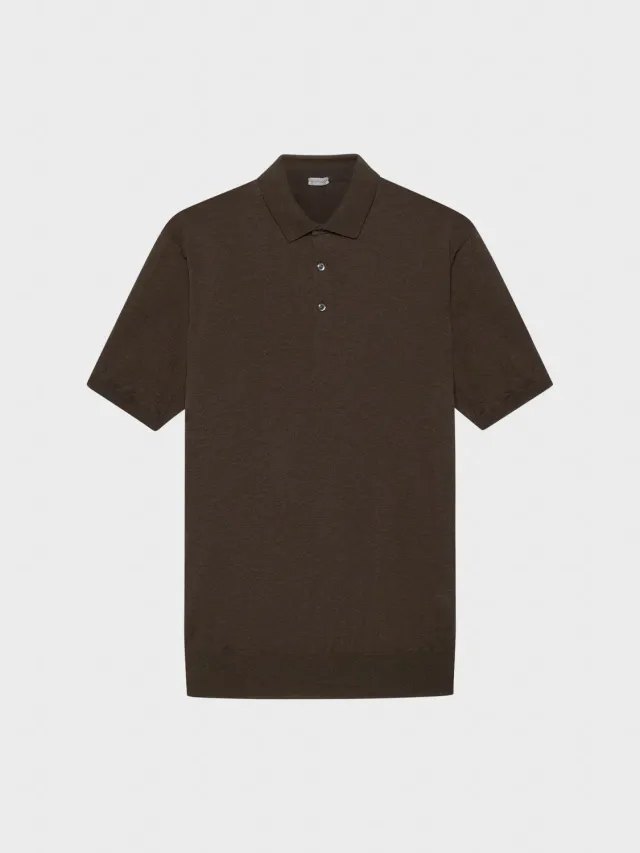Caruso Polo Maniche Corte Cotone Marrone Mano Fresca