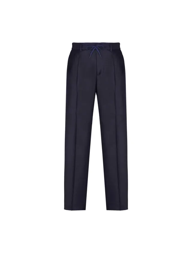 Paoloni Pantalone jogging flanella lana stretch blu