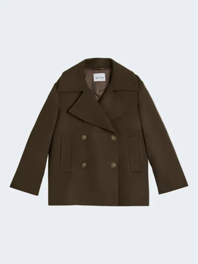 Sand Menswear Anke Short cappotto corto cashmere marrone scuro
