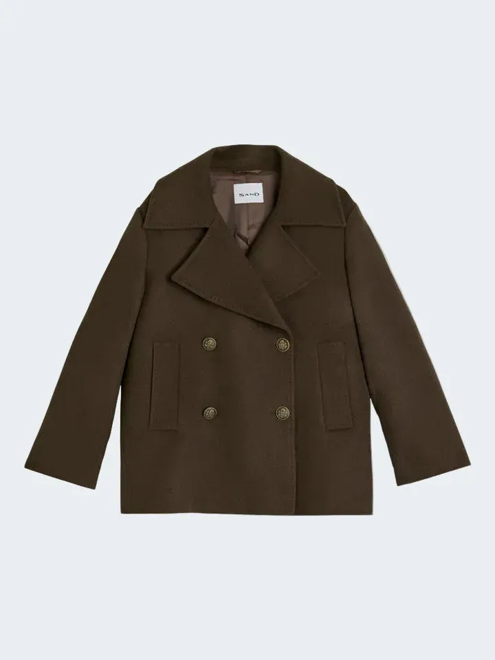 Sand Menswear Anke Short cappotto corto cashmere marrone scuro