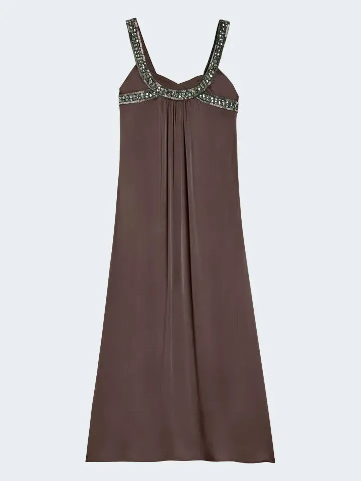Sand Menswear 3176 Treasure Jora vestito seta marrone perline