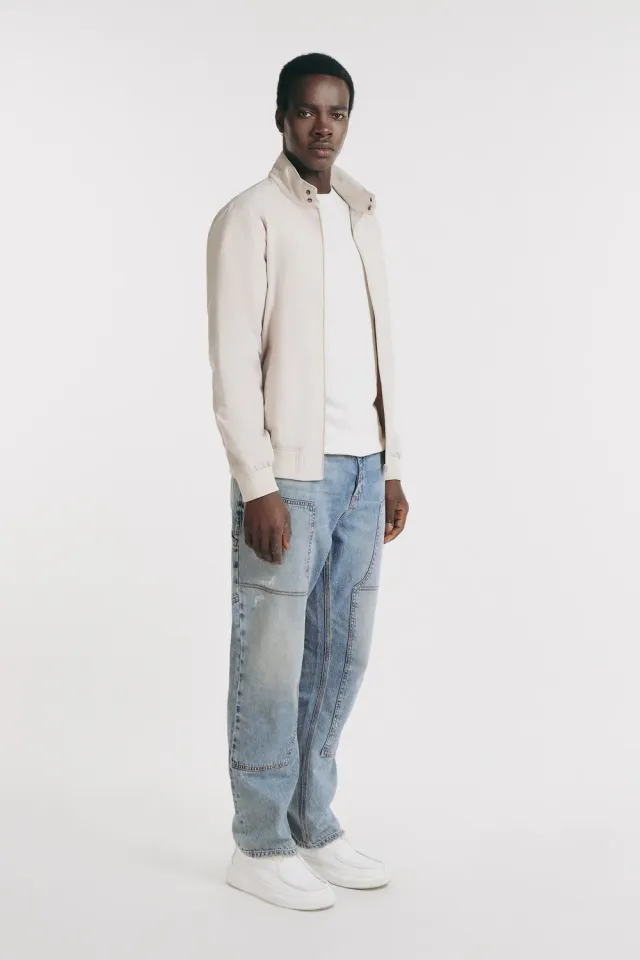 Sonny Bono bomber collo in piedi beige in poliestere