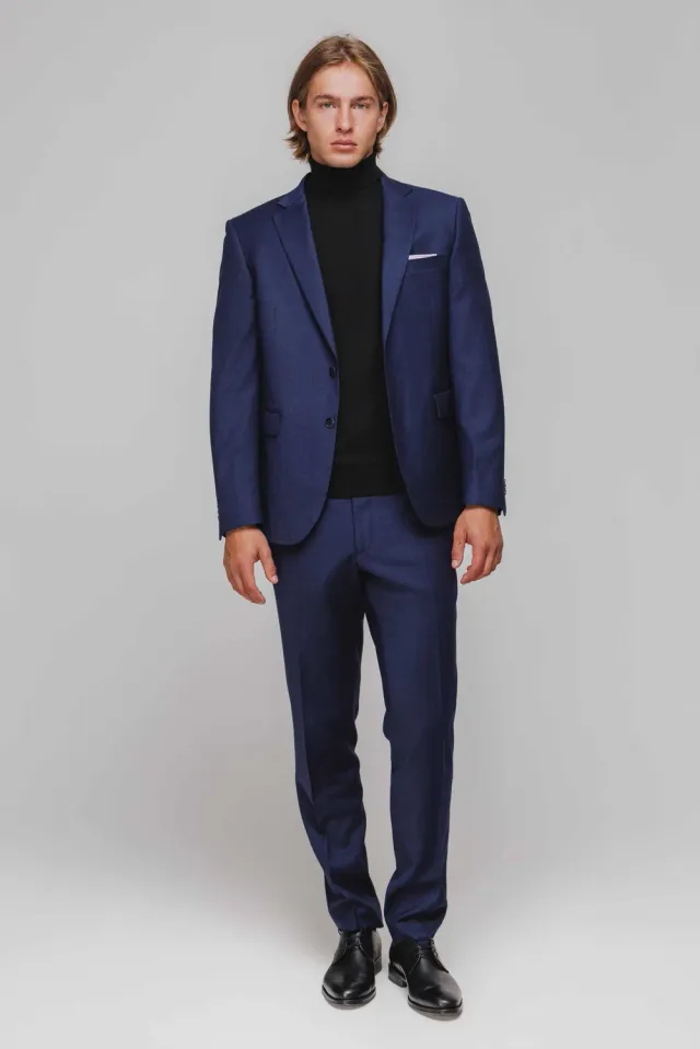 Alain Delon abito uomo slim fit blu accenti neri