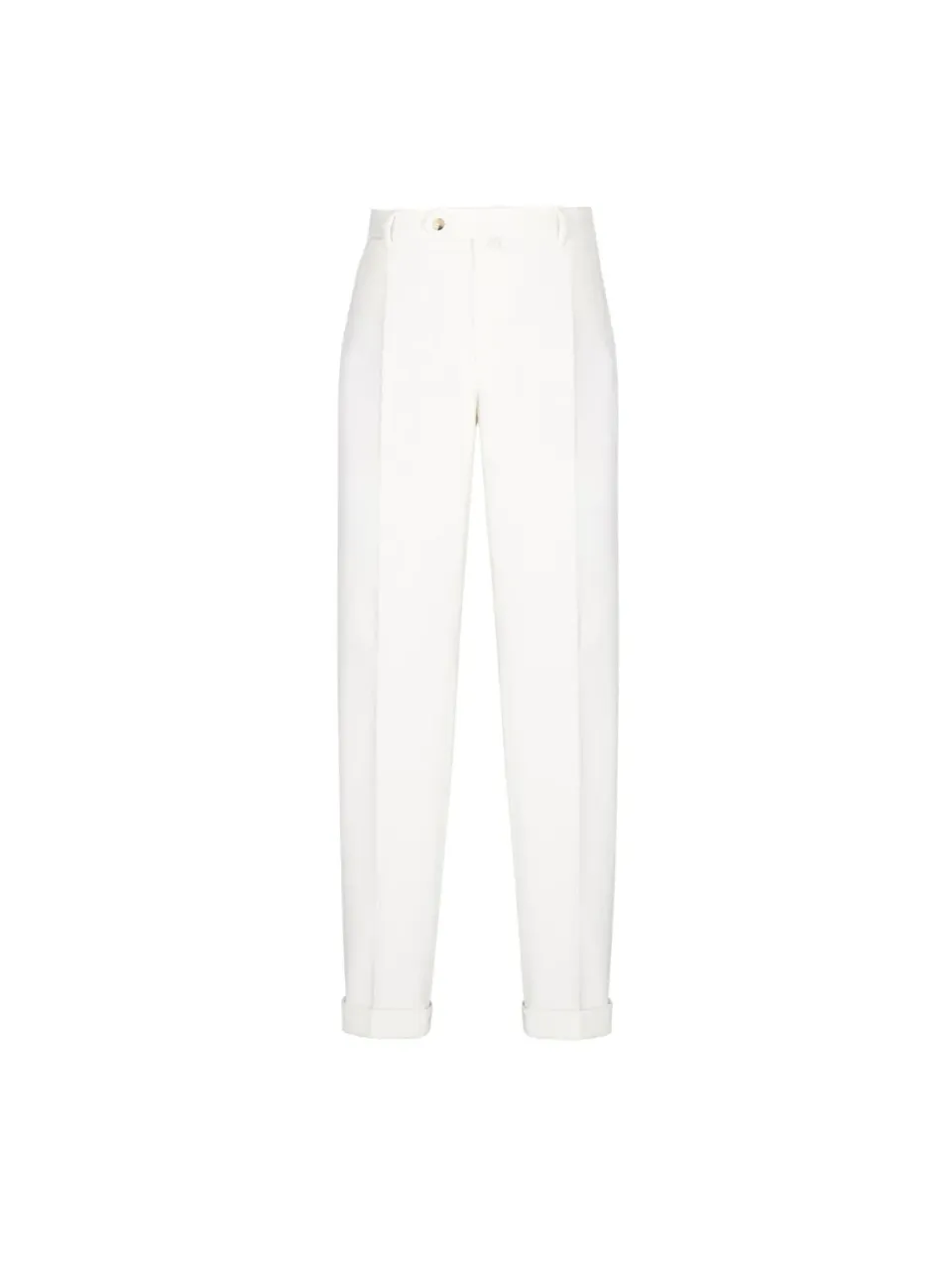 Paoloni Pantalone Pinces Velluto Bianco Cotone