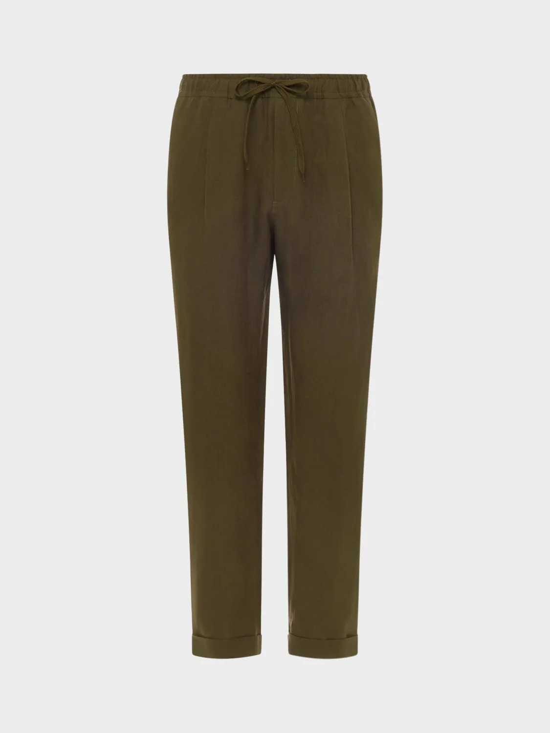 Caruso pantalone lino verde militare