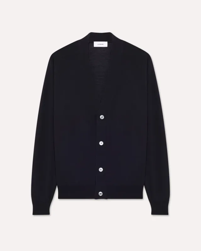 Lardini cardigan lana merino superfine blu 120's