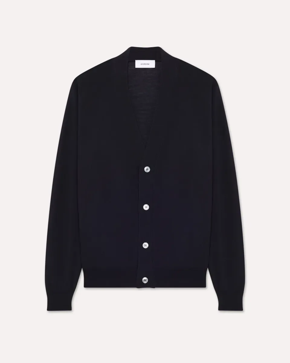 Lardini cardigan lana merino superfine blu 120's