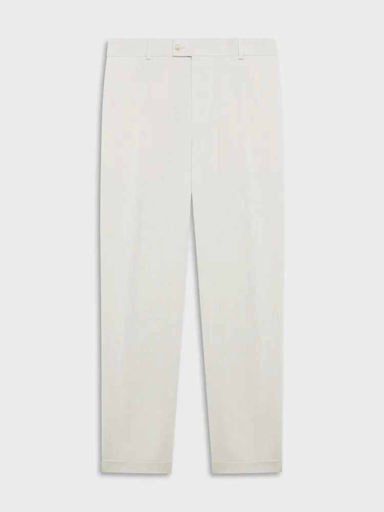 Caruso Norma pantalone carrot bianco lino lana