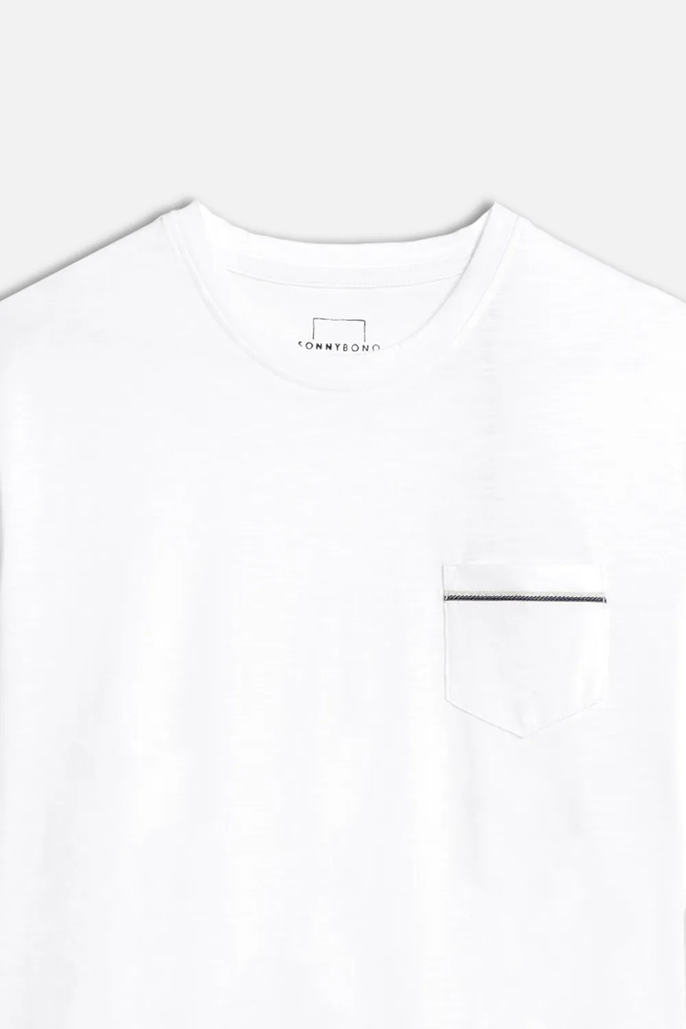 Sonny Bono T-Shirt Slub Taschino Bianco Cotone