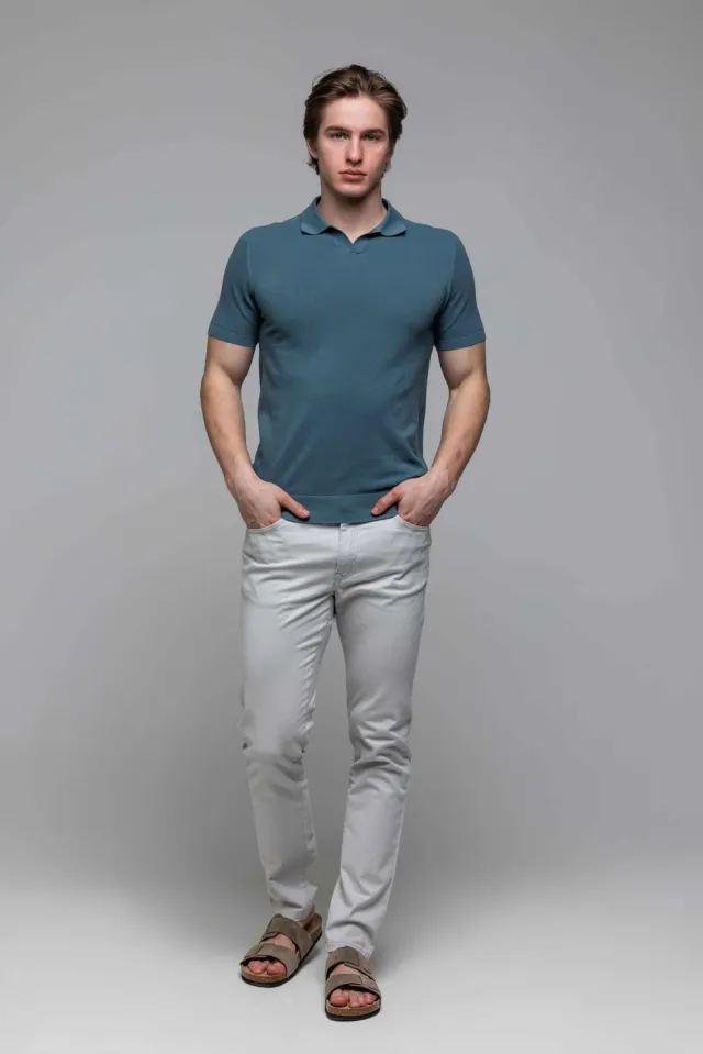 Alain Delon polo turchese manica corta cotone