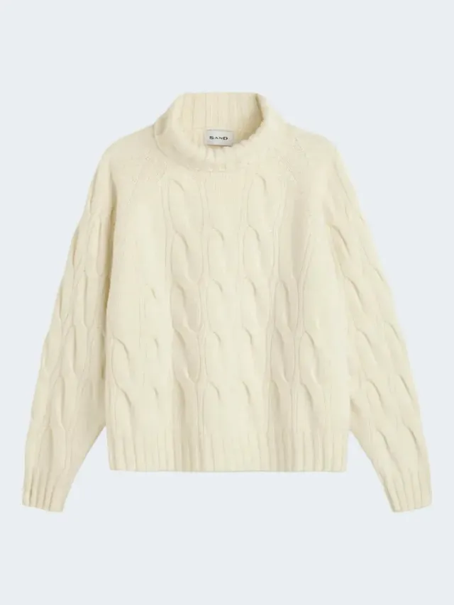 Sand Menswear Cosima dolcevita cashmere trecce champagne