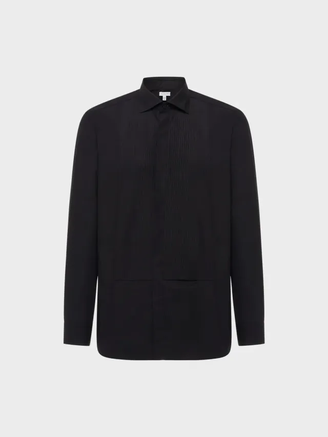 Caruso Butterfly camicia slim cotone nero cerimonia