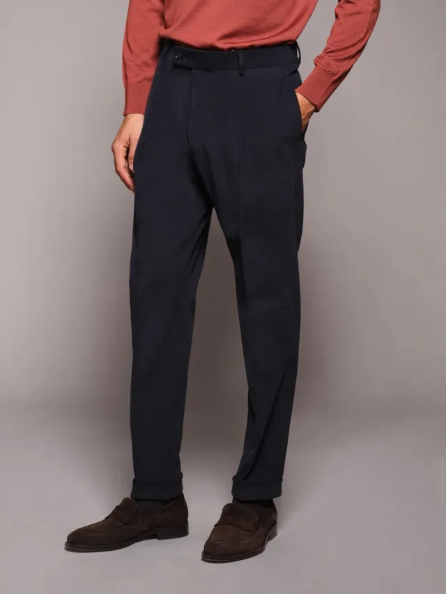 Caruso pantalone carrot fit cotone blu